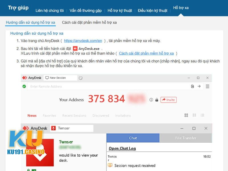 Chương trình hỗ trợ từ xa sử dụng phần mềm AnyDesk